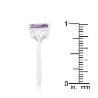 Thumbnail for Trillion Cut Cubic Zirconia Ring, Classic Amethyst Rhodium-Coated CZ Engagement Ring Rings JGI   