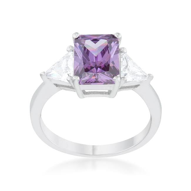 Cubic Zirconia Radiant Cut Ring, Classic Amethyst Engagement Ring, Sterling Silver Rings JGI   