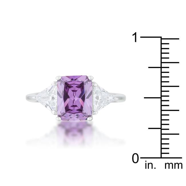 Cubic Zirconia Radiant Cut Ring, Classic Amethyst Engagement Ring, Sterling Silver Rings JGI   