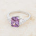 Cubic Zirconia Radiant Cut Ring, Classic Amethyst Engagement Ring, Sterling Silver Rings JGI   