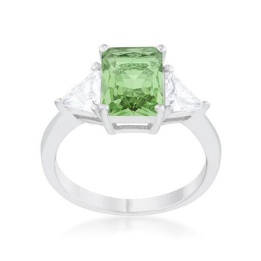 Green Cubic Zirconia Engagement Ring, Classic Apple Green CZ Engagement Ring Rings JGI   