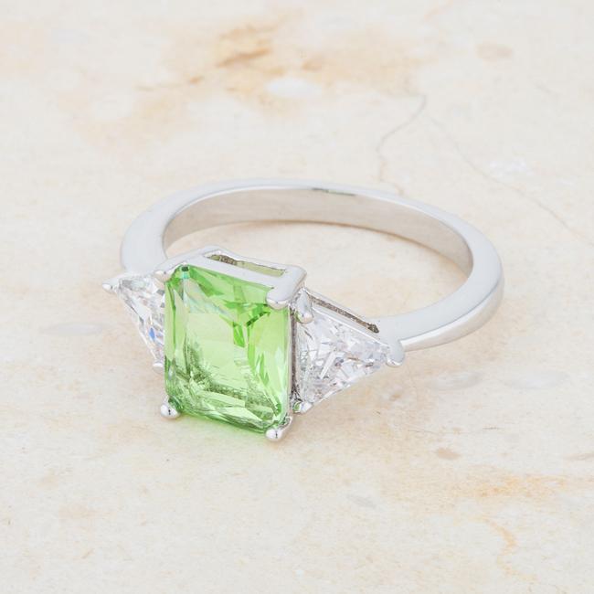 Green Cubic Zirconia Engagement Ring, Classic Apple Green CZ Engagement Ring Rings JGI   