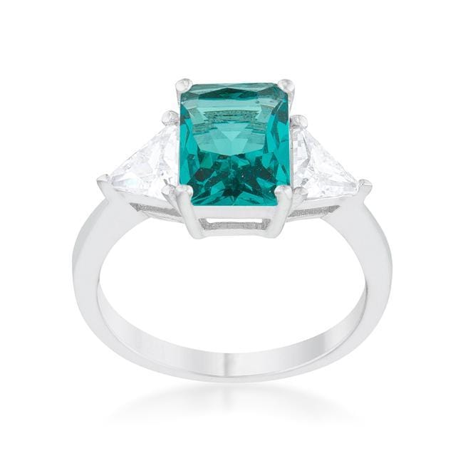 Trillion Cut Cubic Zirconia Ring, Classic Aqua CZ Engagement Ring Rings JGI   