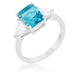 Blue Topaz and Cubic Zirconia Ring, Rhodium-Coated Engagement Ring Rings JGI   
