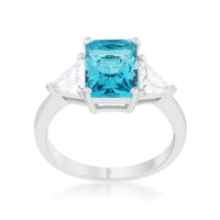 Thumbnail for Blue Topaz and Cubic Zirconia Ring, Rhodium-Coated Engagement Ring Rings JGI   
