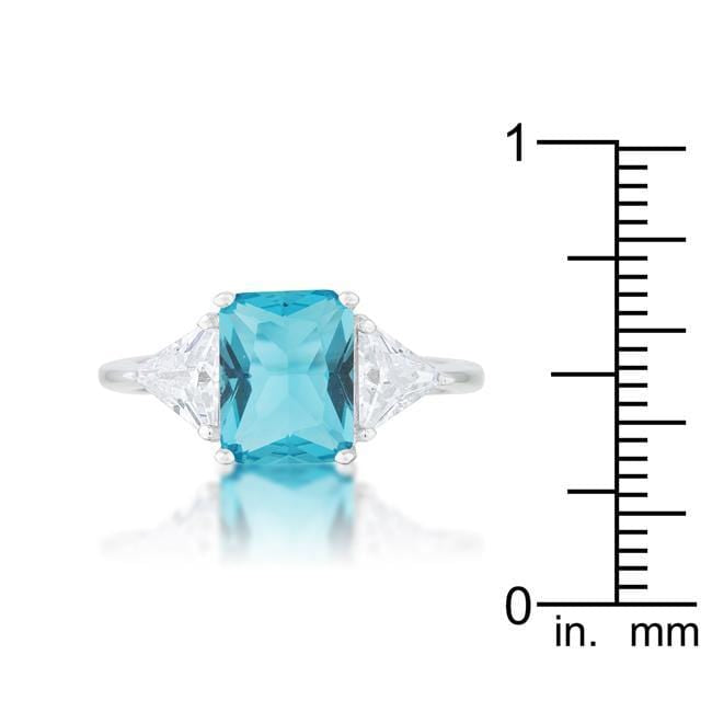 Blue Topaz and Cubic Zirconia Ring, Rhodium-Coated Engagement Ring Rings JGI   