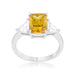 Yellow Cubic Zirconia Ring, Canary Yellow CZ Engagement Ring, Rhodium-Coated Rings JGI   