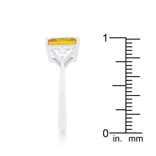 Yellow Cubic Zirconia Ring, Canary Yellow CZ Engagement Ring, Rhodium-Coated Rings JGI   