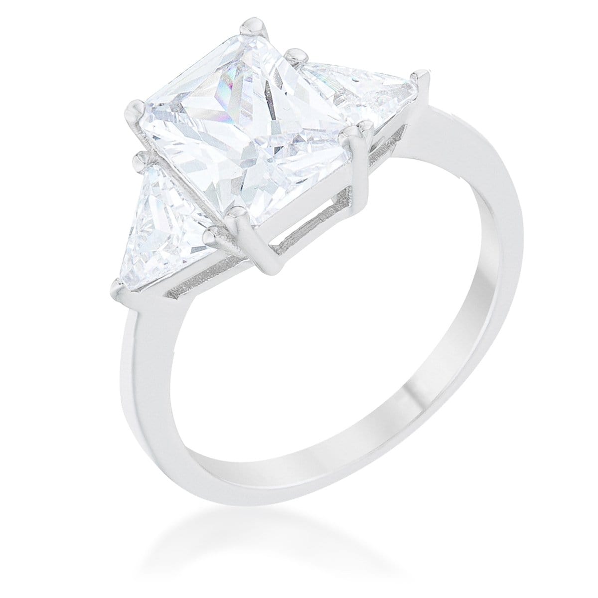 4 Carat Cubic Zirconia Ring, Classic Clear Rhodium-Coated CZ Engagement Ring Rings JGI   