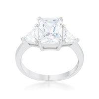 Thumbnail for 4 Carat Cubic Zirconia Ring, Classic Clear Rhodium-Coated CZ Engagement Ring Rings JGI   