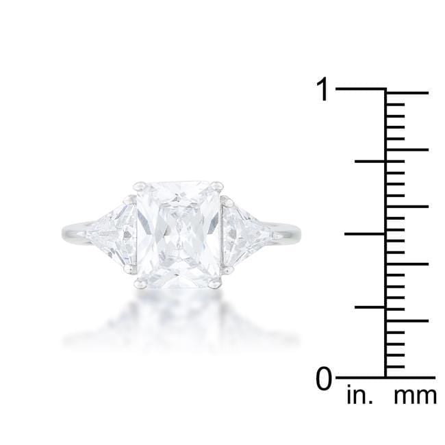 4 Carat Cubic Zirconia Ring, Classic Clear Rhodium-Coated CZ Engagement Ring Rings JGI   