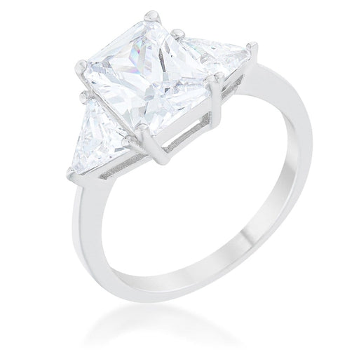 Cubic Zirconia Radiant Cut Ring, Sterling Silver Engagement Ring Rings JGI   