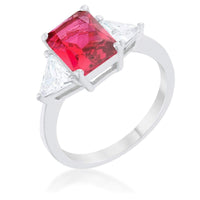 Thumbnail for Cubic Zirconia Radiant Cut Ring, Classic Fuchsia Engagement Ring Rings JGI   