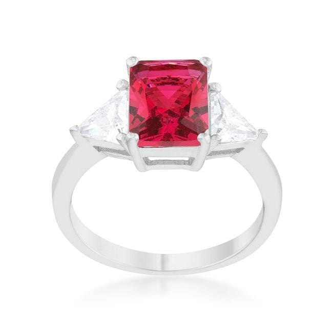 Cubic Zirconia Radiant Cut Ring, Classic Fuchsia Engagement Ring Rings JGI   