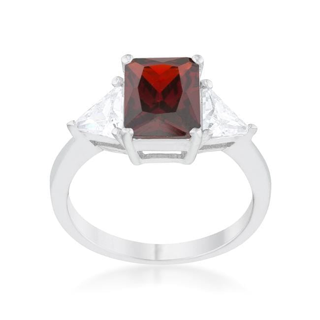 Cubic Zirconia Radiant Cut Ring, Classic Garnet Engagement Ring Rings JGI   