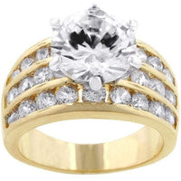 Thumbnail for 5 Carat Cubic Zirconia Ring, Classic Gold CZ Engagement Ring Rings JGI   