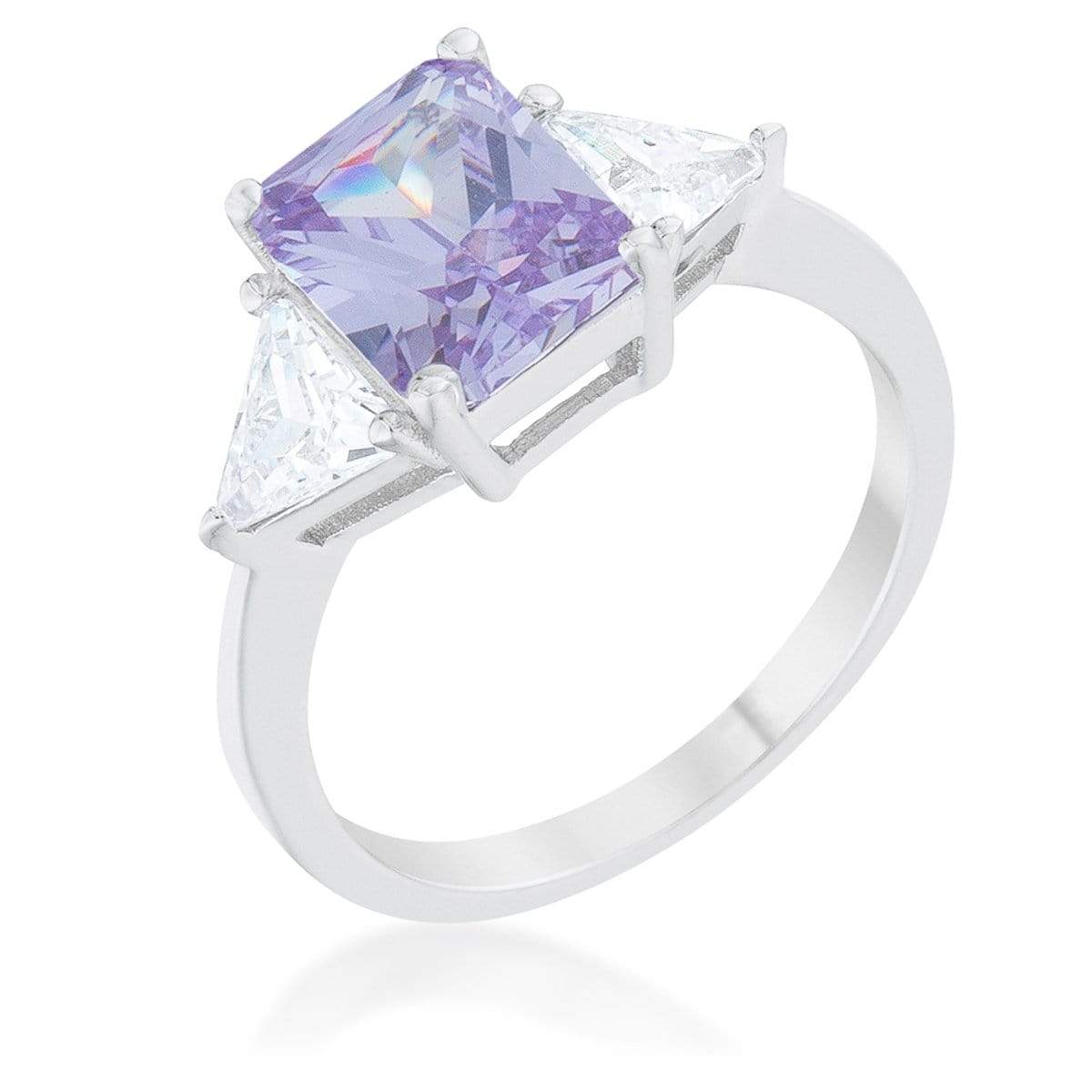 4 Carat Cubic Zirconia Ring, Classic Lavender Rhodium-Coated Rings JGI   