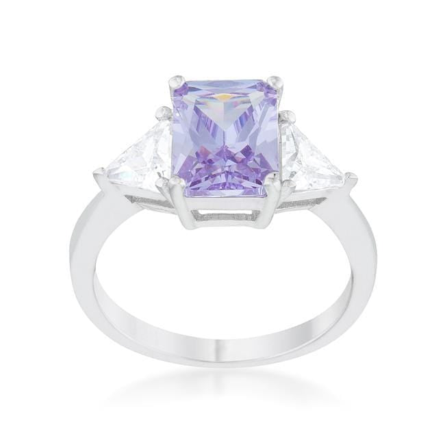 4 Carat Cubic Zirconia Ring, Classic Lavender Rhodium-Coated Rings JGI   