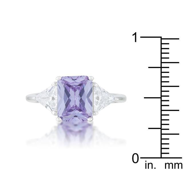 4 Carat Cubic Zirconia Ring, Classic Lavender Rhodium-Coated Rings JGI   