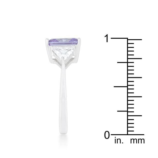 4 Carat Cubic Zirconia Ring, Classic Lavender Rhodium-Coated Rings JGI   
