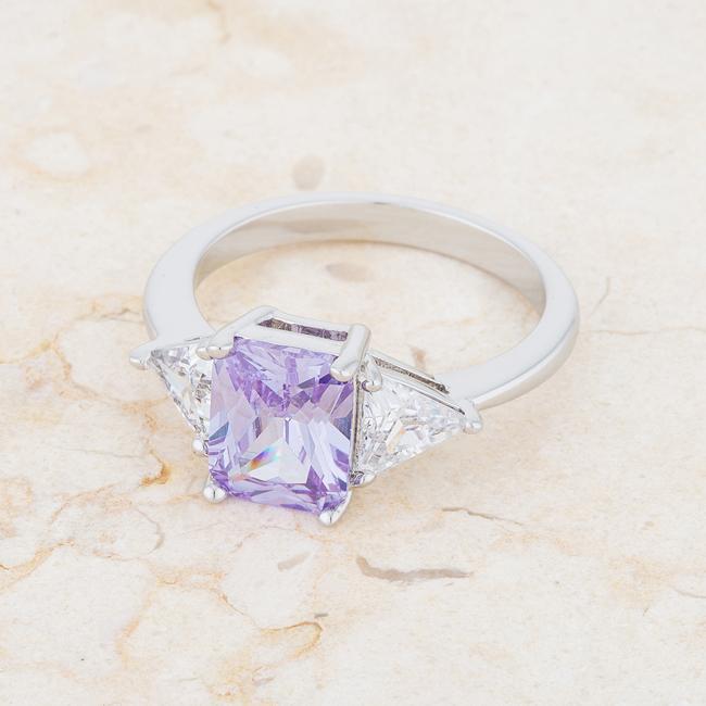 4 Carat Cubic Zirconia Ring, Classic Lavender Rhodium-Coated Rings JGI   