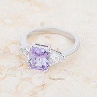 Thumbnail for 4 Carat Cubic Zirconia Ring, Classic Lavender Rhodium-Coated Rings JGI   