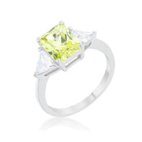 Thumbnail for 4 Carat Cubic Zirconia Ring, Classic Peridot Rhodium-Coated Rings JGI   