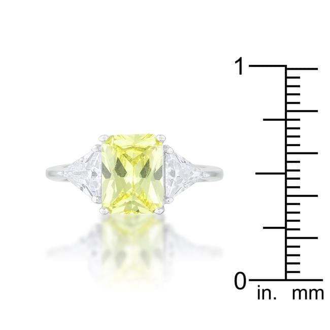 4 Carat Cubic Zirconia Ring, Classic Peridot Rhodium-Coated Rings JGI   