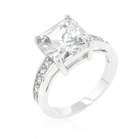 Thumbnail for Princess Cut Cubic Zirconia Ring, Classic Raised Pave Engagement Ring Rings JGI   