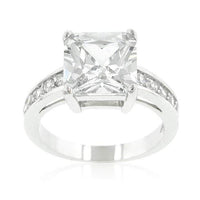 Thumbnail for Princess Cut Cubic Zirconia Ring, Classic Raised Pave Engagement Ring Rings JGI   