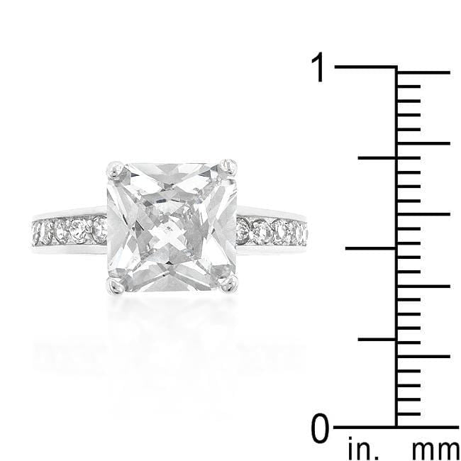 Princess Cut Cubic Zirconia Ring, Classic Raised Pave Engagement Ring Rings JGI   