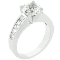 Thumbnail for Cubic Zirconia Channel Ring, Classic Rhodium-Plated Engagement Ring Rings JGI   
