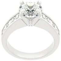 Thumbnail for Cubic Zirconia Channel Ring, Classic Rhodium-Plated Engagement Ring Rings JGI   