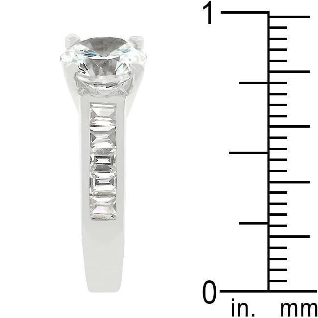 Cubic Zirconia Channel Ring, Classic Rhodium-Plated Engagement Ring Rings JGI   