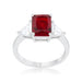 4 Carat Cubic Zirconia Ring, Classic Ruby Rhodium-Coated Engagement Ring Rings JGI   
