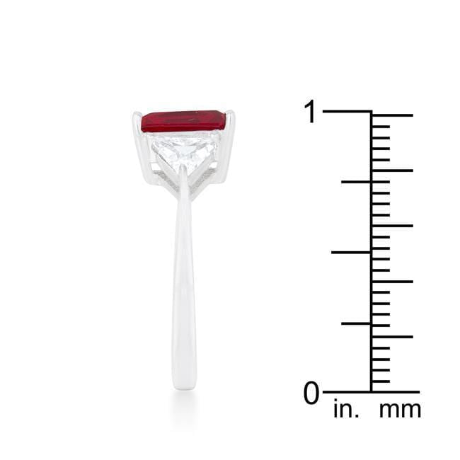 4 Carat Cubic Zirconia Ring, Classic Ruby Rhodium-Coated Engagement Ring Rings JGI   
