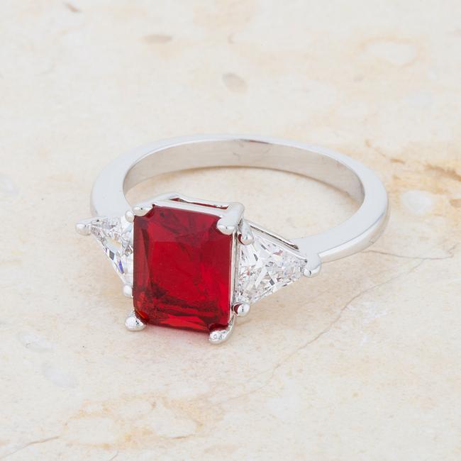 4 Carat Cubic Zirconia Ring, Classic Ruby Rhodium-Coated Engagement Ring Rings JGI   