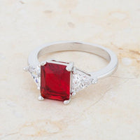 Thumbnail for 4 Carat Cubic Zirconia Ring, Classic Ruby Rhodium-Coated Engagement Ring Rings JGI   