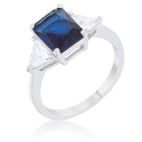 Thumbnail for 4 Carat Cubic Zirconia Ring, Classic Sapphire Rhodium-Coated Engagement Ring Rings JGI   
