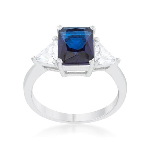4 Carat Cubic Zirconia Ring, Classic Sapphire Sterling Silver Engagement Ring Rings JGI   