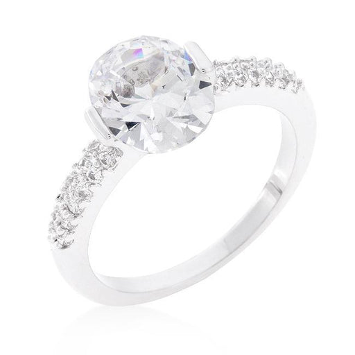CZ Oval Engagement Rings, Clear Oval, Rhodium-Coated Rings JGI   