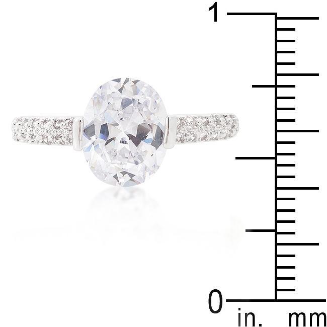 CZ Oval Engagement Rings, Clear Oval, Rhodium-Coated Rings JGI   