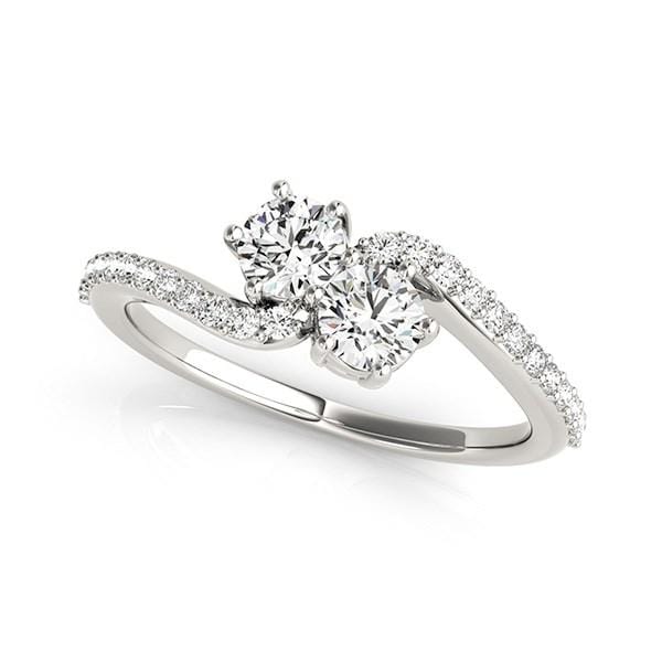 Curved Band Two Stone Diamond Ring in 14k White Gold (3/4 cttw) Rings Angelucci Jewelry   