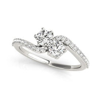 Thumbnail for Curved Band Two Stone Diamond Ring in 14k White Gold (3/4 cttw) Rings Angelucci Jewelry   