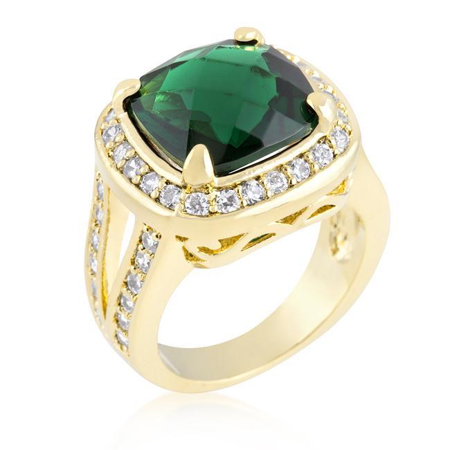 Cushion Cut Emerald Green Cocktail Ring Rings JGI   