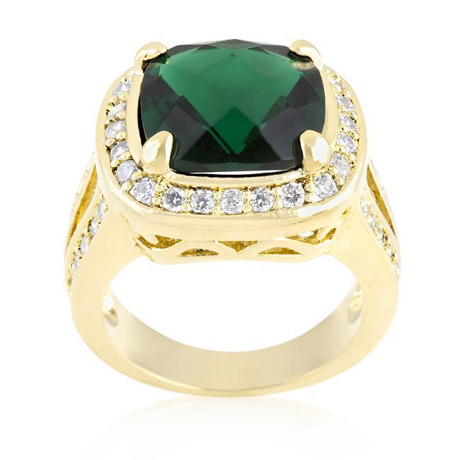 Cushion Cut Emerald Green Cocktail Ring Rings JGI   