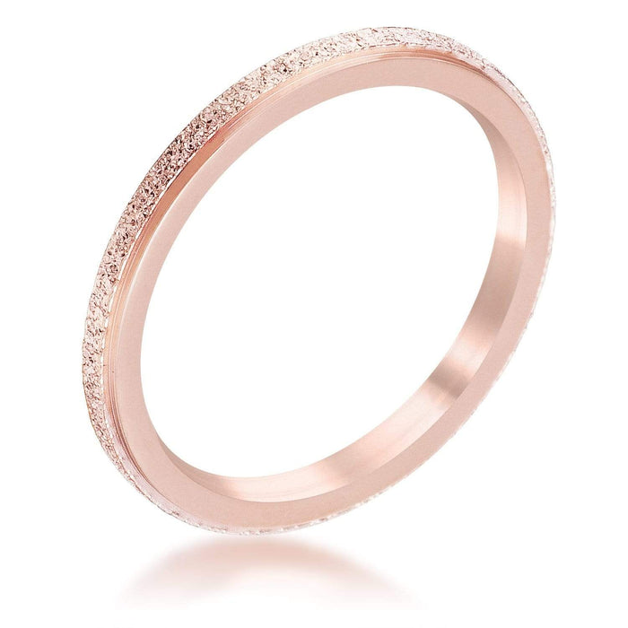 Diamond Cut Rose Goldtone Stainless Steel Stackable Ring Rings JGI   