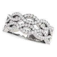 Thumbnail for Diamond Studded Double Interlocking Waves Ring in 14k White Gold  (5/8 cttw) Rings Angelucci Jewelry   