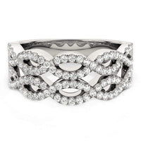 Thumbnail for Diamond Studded Double Interlocking Waves Ring in 14k White Gold  (5/8 cttw) Rings Angelucci Jewelry   