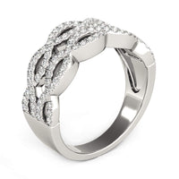 Thumbnail for Diamond Studded Double Interlocking Waves Ring in 14k White Gold  (5/8 cttw) Rings Angelucci Jewelry   
